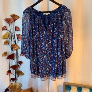 Ella Moon Blue Swing Blouse with 3/4 Sleeves